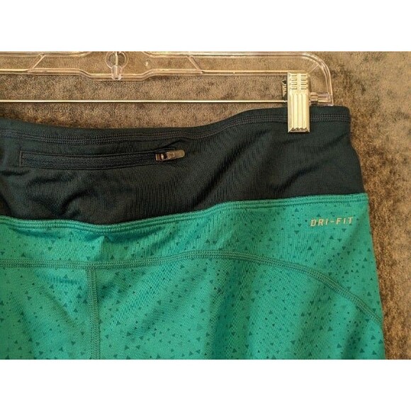 Nike Dri-FIT Teal Triangle Print Crop Leggings XL Running Tights Activewear Gym - Picture 6 of 7